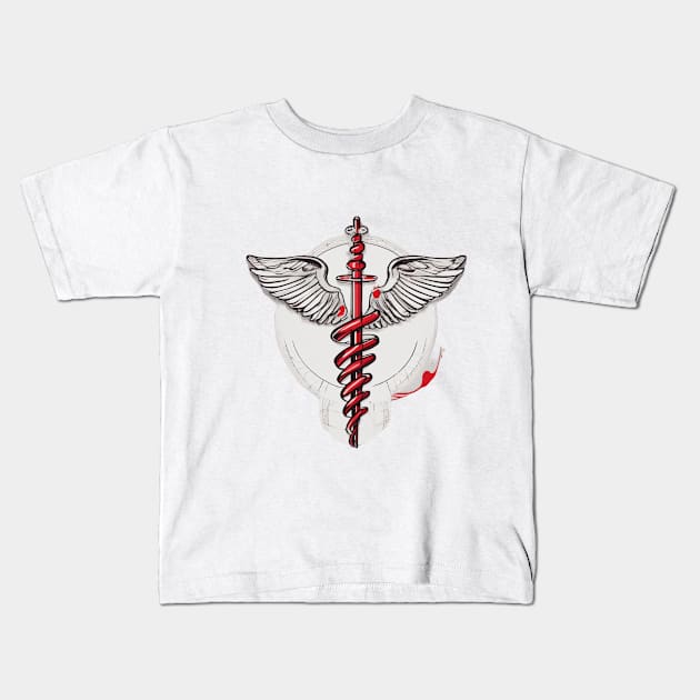 Caduceus Red Shadow Silhouette Anime Style Collection No. 209 Kids T-Shirt by cornelliusy